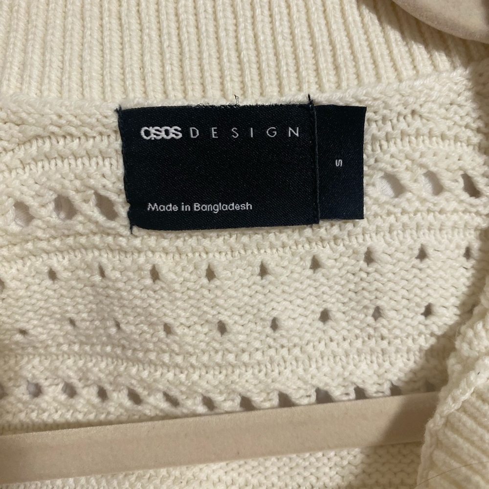 ASOS DESIGN knit button front collar cardigan in stripe open stitch size S - Picture 5 of 5